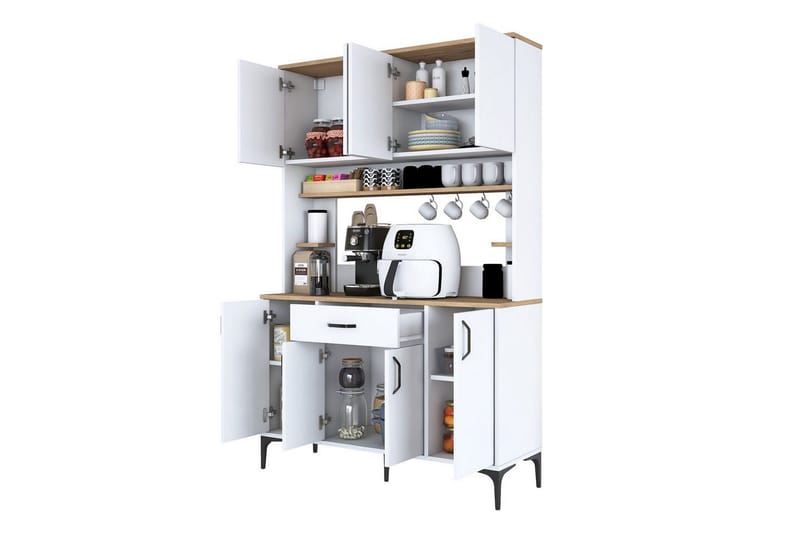 Monikäyttöinen kaappi Cerreta 177 Valkoinen - Valkoinen - Talo & remontointi - Keittiö & kylpyhuone - Keittiö & kodinhoitohuone - Keittiön sisustus - Keittiökaappi