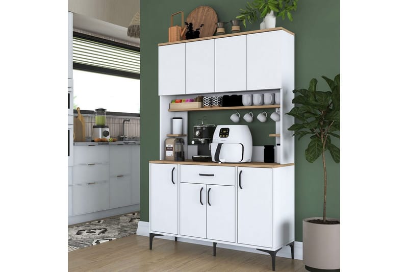 Monikäyttöinen kaappi Cerreta 177 Valkoinen - Valkoinen - Talo & remontointi - Keittiö & kylpyhuone - Keittiö & kodinhoitohuone - Keittiön sisustus - Keittiökaappi