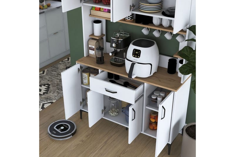 Monikäyttöinen kaappi Cerreta 177 Valkoinen - Valkoinen - Talo & remontointi - Keittiö & kylpyhuone - Keittiö & kodinhoitohuone - Keittiön sisustus - Keittiökaappi