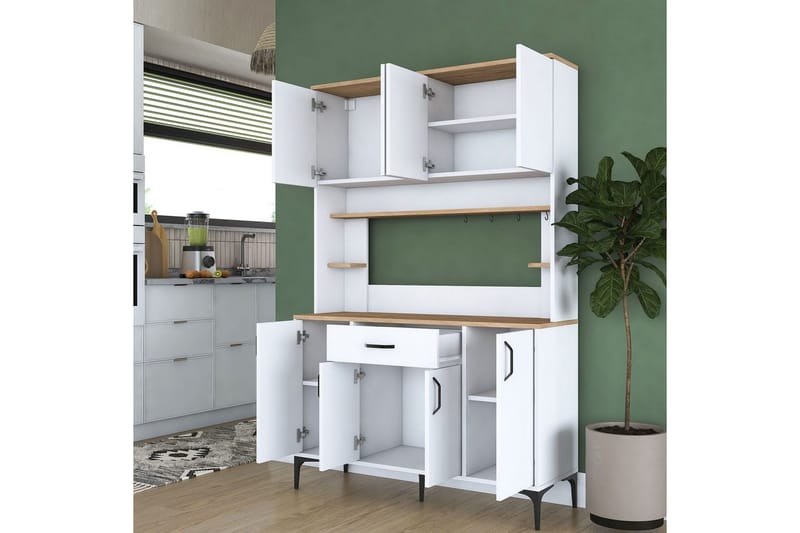 Monikäyttöinen kaappi Cerreta 177 Valkoinen - Valkoinen - Talo & remontointi - Keittiö & kylpyhuone - Keittiö & kodinhoitohuone - Keittiön sisustus - Keittiökaappi