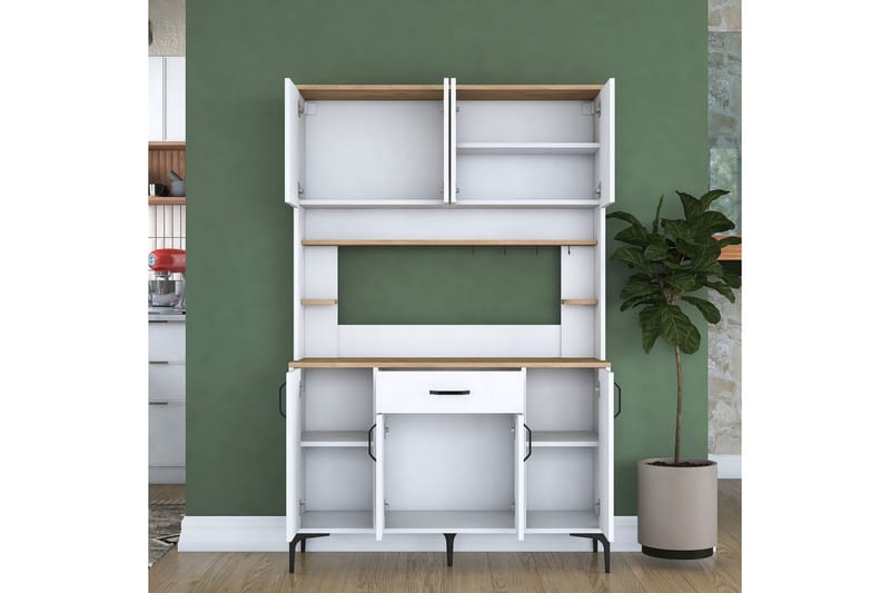 Monikäyttöinen kaappi Cerreta 177 Valkoinen - Valkoinen - Talo & remontointi - Keittiö & kylpyhuone - Keittiö & kodinhoitohuone - Keittiön sisustus - Keittiökaappi