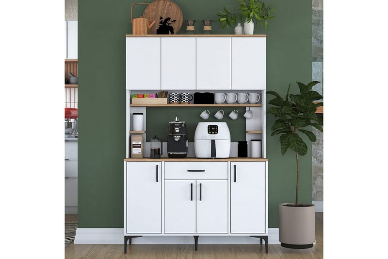 Monikäyttöinen kaappi Cerreta 177 Valkoinen - Valkoinen - Talo & remontointi - Keittiö & kylpyhuone - Keittiö & kodinhoitohuone - Keittiön sisustus - Keittiökaappi