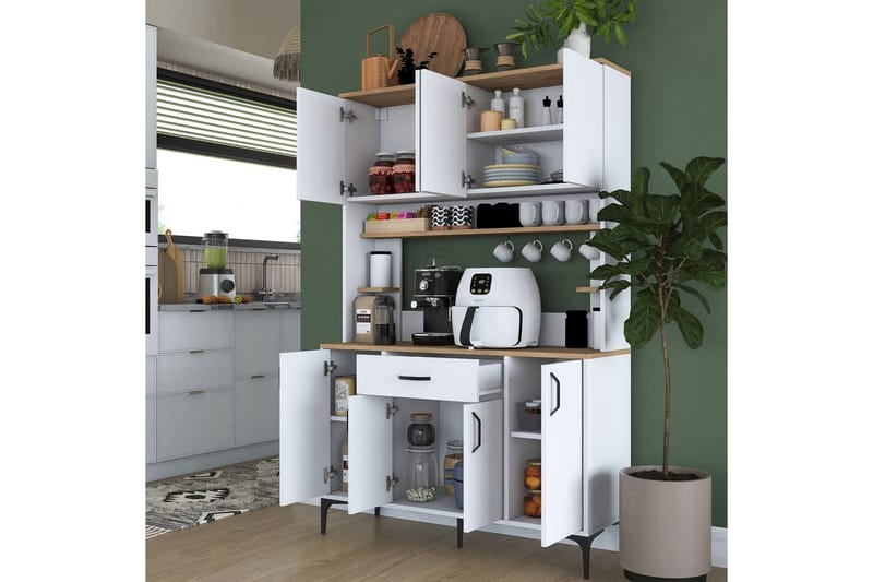 Monikäyttöinen kaappi Cerreta 177 Valkoinen - Valkoinen - Talo & remontointi - Keittiö & kylpyhuone - Keittiö & kodinhoitohuone - Keittiön sisustus - Keittiökaappi