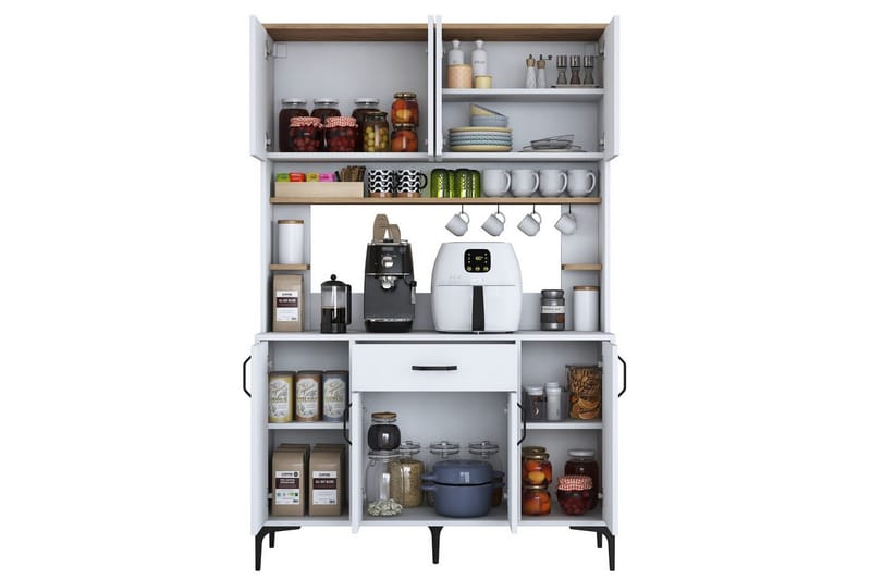 Monikäyttöinen kaappi Cerreta 177 Pähkinäpuu / Valkoinen - Pähkinäpuu / Valkoinen - Talo & remontointi - Keittiö & kylpyhuone - Keittiö & kodinhoitohuone - Keittiön sisustus - Keittiökaappi