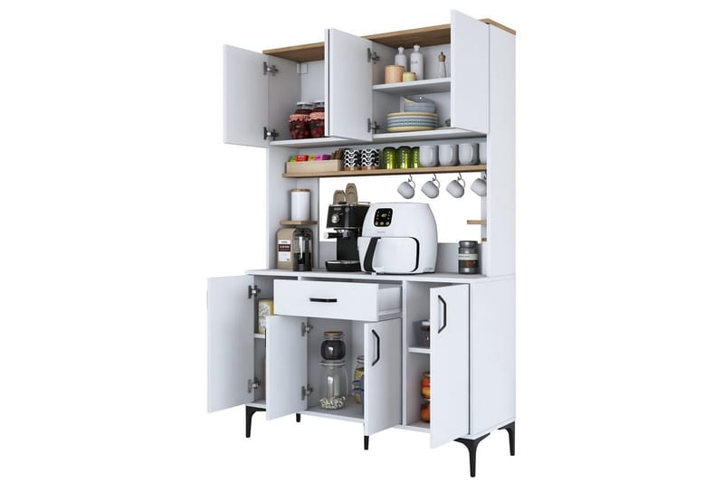 Monikäyttöinen kaappi Cerreta 177 Pähkinäpuu / Valkoinen - Pähkinäpuu / Valkoinen - Talo & remontointi - Keittiö & kylpyhuone - Keittiö & kodinhoitohuone - Keittiön sisustus - Keittiökaappi