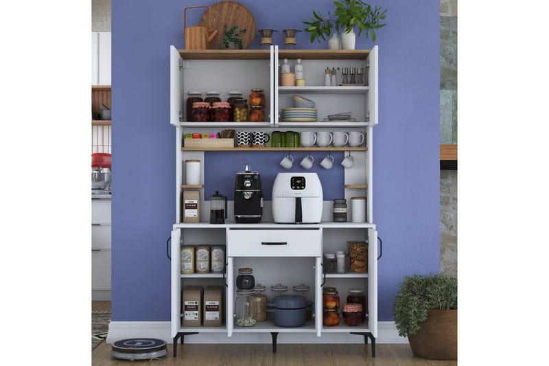 Monikäyttöinen kaappi Cerreta 177 Pähkinäpuu / Valkoinen - Pähkinäpuu / Valkoinen - Talo & remontointi - Keittiö & kylpyhuone - Keittiö & kodinhoitohuone - Keittiön sisustus - Keittiökaappi