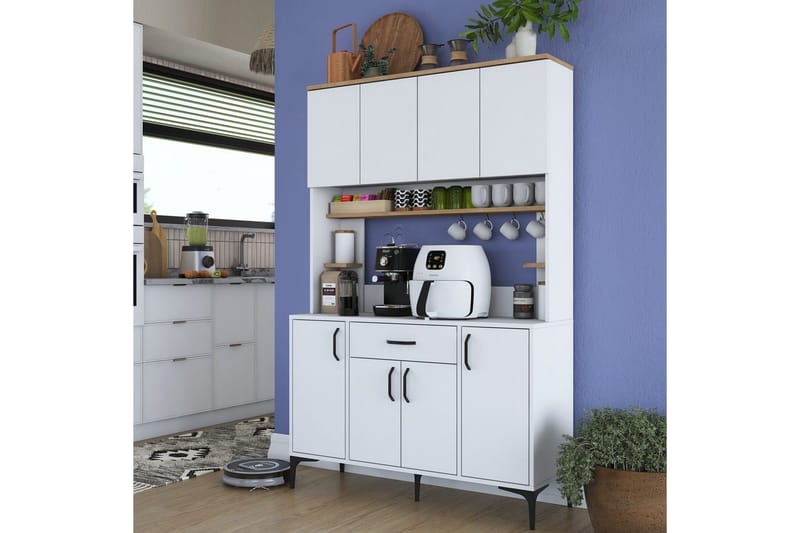 Monikäyttöinen kaappi Cerreta 177 Pähkinäpuu / Valkoinen - Pähkinäpuu / Valkoinen - Talo & remontointi - Keittiö & kylpyhuone - Keittiö & kodinhoitohuone - Keittiön sisustus - Keittiökaappi