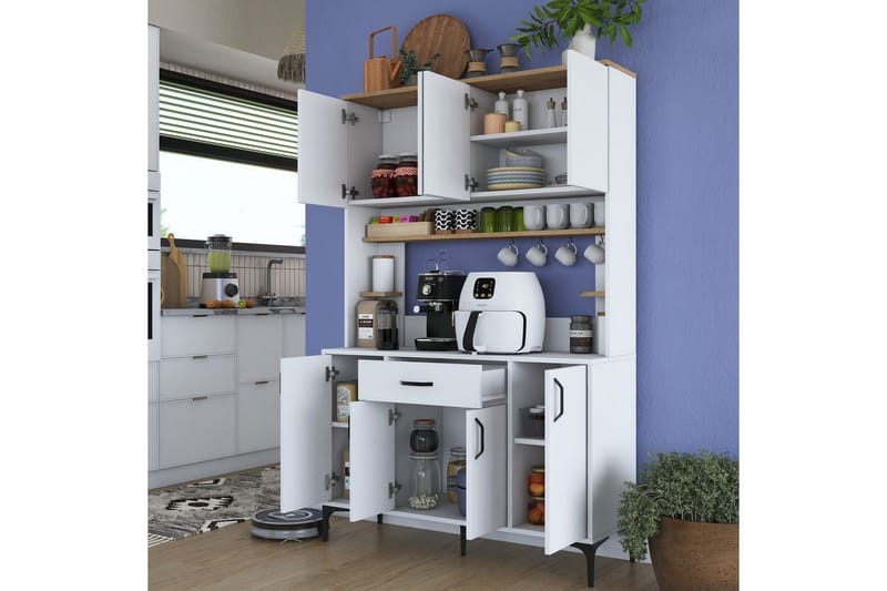 Monikäyttöinen kaappi Cerreta 177 Pähkinäpuu / Valkoinen - Pähkinäpuu / Valkoinen - Talo & remontointi - Keittiö & kylpyhuone - Keittiö & kodinhoitohuone - Keittiön sisustus - Keittiökaappi