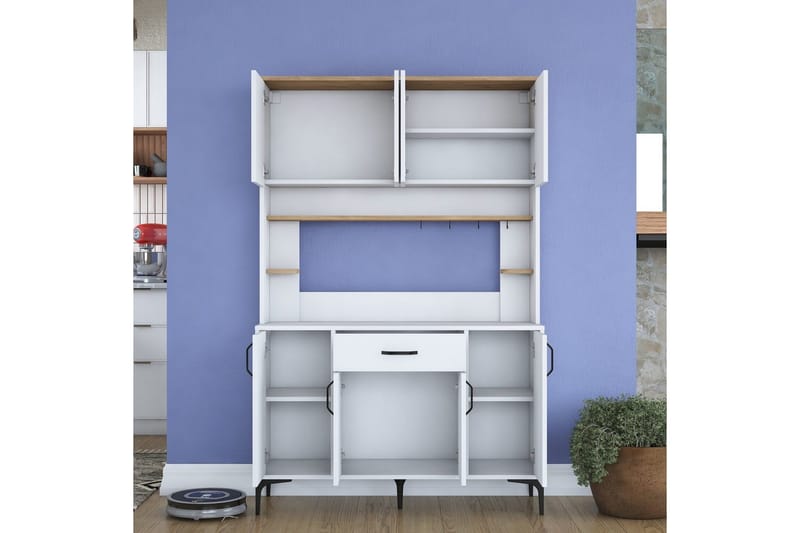 Monikäyttöinen kaappi Cerreta 177 Pähkinäpuu / Valkoinen - Pähkinäpuu / Valkoinen - Talo & remontointi - Keittiö & kylpyhuone - Keittiö & kodinhoitohuone - Keittiön sisustus - Keittiökaappi