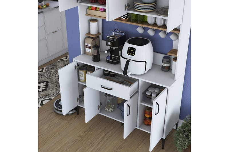 Monikäyttöinen kaappi Cerreta 177 Pähkinäpuu / Valkoinen - Pähkinäpuu / Valkoinen - Talo & remontointi - Keittiö & kylpyhuone - Keittiö & kodinhoitohuone - Keittiön sisustus - Keittiökaappi