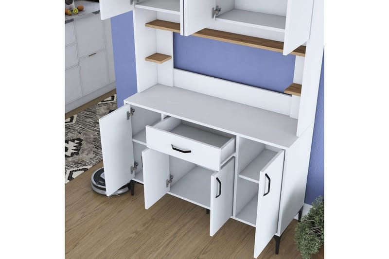 Monikäyttöinen kaappi Cerreta 177 Pähkinäpuu / Valkoinen - Pähkinäpuu / Valkoinen - Talo & remontointi - Keittiö & kylpyhuone - Keittiö & kodinhoitohuone - Keittiön sisustus - Keittiökaappi