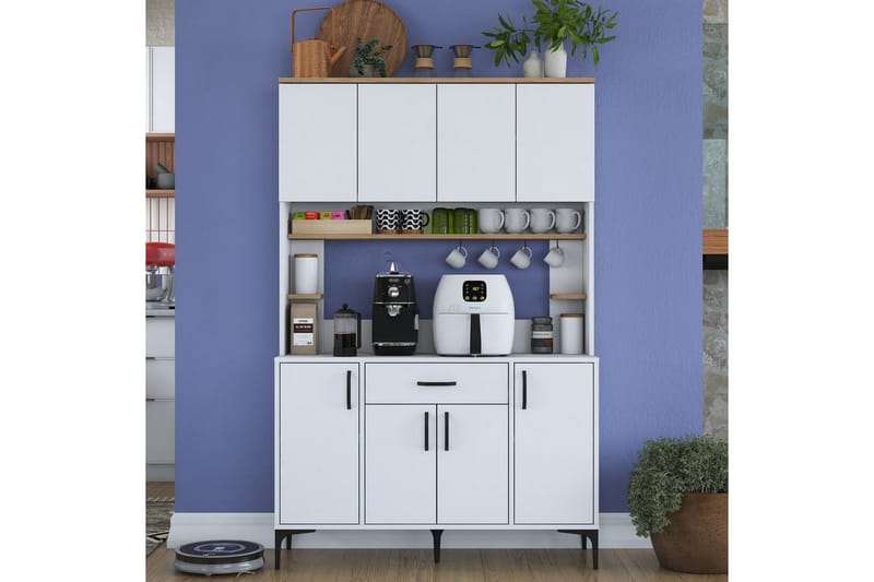 Monikäyttöinen kaappi Cerreta 177 Pähkinäpuu / Valkoinen - Pähkinäpuu / Valkoinen - Talo & remontointi - Keittiö & kylpyhuone - Keittiö & kodinhoitohuone - Keittiön sisustus - Keittiökaappi