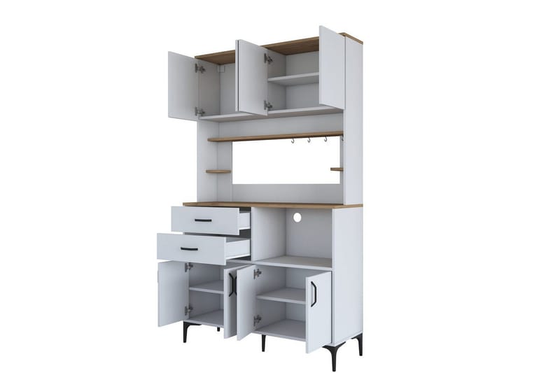 Monikäyttöinen kaappi Cerreta 179 Pähkinäpuu / Valkoinen - Pähkinäpuu / Valkoinen - Talo & remontointi - Keittiö & kylpyhuone - Keittiö & kodinhoitohuone - Keittiön sisustus - Keittiökaappi