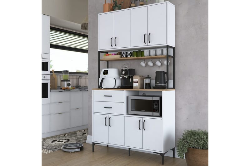 Monikäyttöinen kaappi Cerreta 179 Pähkinäpuu / Valkoinen / Musta - Pähkinäpuu / Valkoinen / Musta - Talo & remontointi - Keittiö & kylpyhuone - Keittiö & kodinhoitohuone - Keittiön sisustus - Keittiökaappi