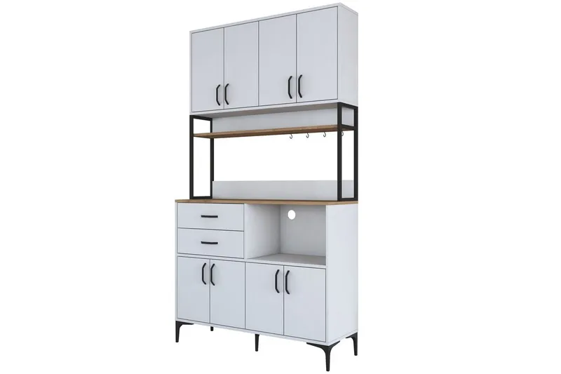 Monikäyttöinen kaappi Cerreta 179 Pähkinäpuu / Valkoinen / Musta, Pähkinäpuu / Valkoinen / Musta