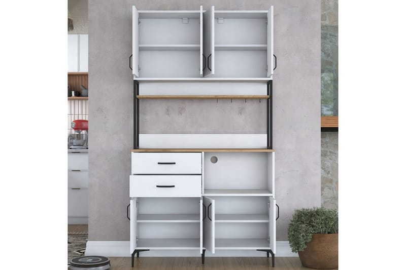 Monikäyttöinen kaappi Cerreta 179 Pähkinäpuu / Valkoinen / Musta - Pähkinäpuu / Valkoinen / Musta - Talo & remontointi - Keittiö & kylpyhuone - Keittiö & kodinhoitohuone - Keittiön sisustus - Keittiökaappi