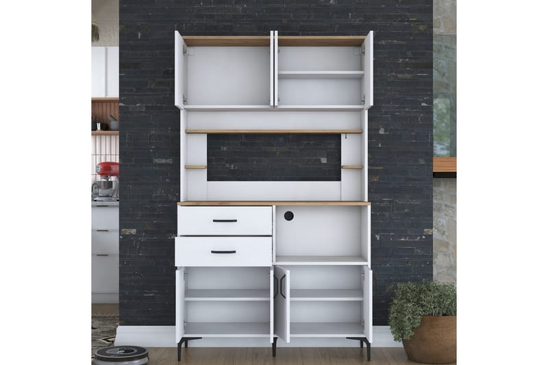 Monikäyttöinen kaappi Cerreta 179 Pähkinäpuu / Valkoinen - Pähkinäpuu / Valkoinen - Talo & remontointi - Keittiö & kylpyhuone - Keittiö & kodinhoitohuone - Keittiön sisustus - Keittiökaappi