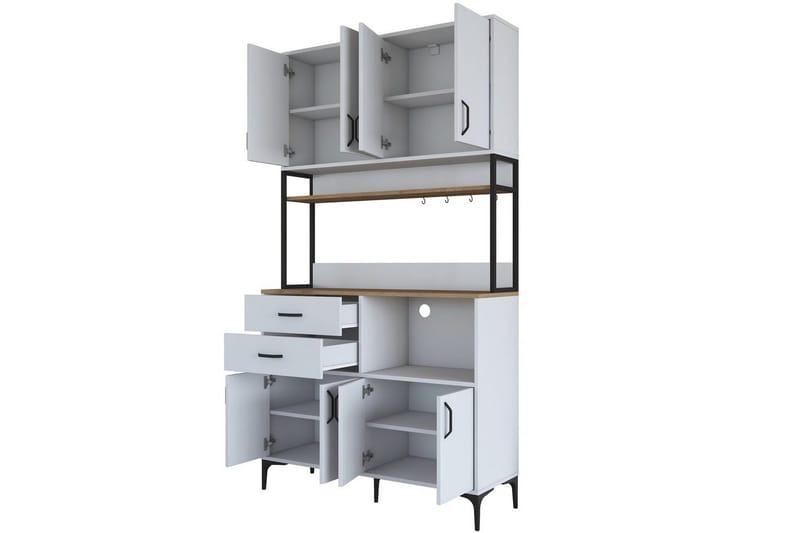 Monikäyttöinen kaappi Cerreta 179 Pähkinäpuu / Valkoinen / Musta - Pähkinäpuu / Valkoinen / Musta - Talo & remontointi - Keittiö & kylpyhuone - Keittiö & kodinhoitohuone - Keittiön sisustus - Keittiökaappi