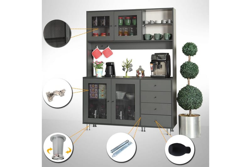 Monikäyttöinen kaappi Jatin Antrasiitti - Antrasiitti - Talo & remontointi - Keittiö & kylpyhuone - Keittiö & kodinhoitohuone - Keittiön sisustus - Keittiökaappi