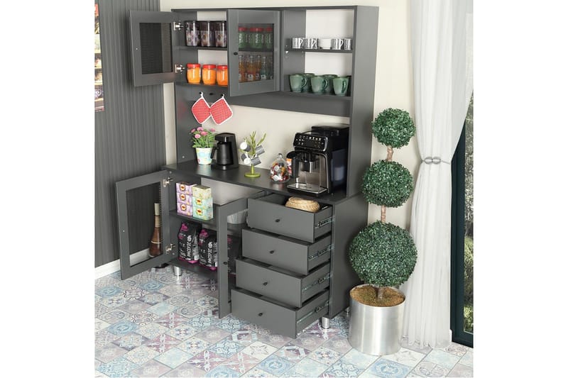 Monikäyttöinen kaappi Jatin Antrasiitti - Antrasiitti - Talo & remontointi - Keittiö & kylpyhuone - Keittiö & kodinhoitohuone - Keittiön sisustus - Keittiökaappi