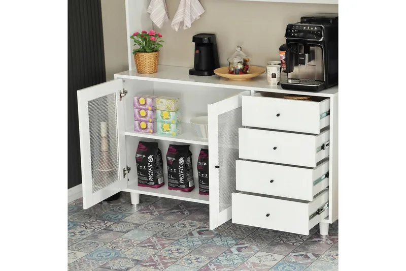 Monikäyttöinen kaappi Jatin Valkoinen - Valkoinen - Talo & remontointi - Keittiö & kylpyhuone - Keittiö & kodinhoitohuone - Keittiön sisustus - Keittiökaappi