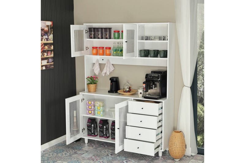 Monikäyttöinen kaappi Jatin Valkoinen - Valkoinen - Talo & remontointi - Keittiö & kylpyhuone - Keittiö & kodinhoitohuone - Keittiön sisustus - Keittiökaappi