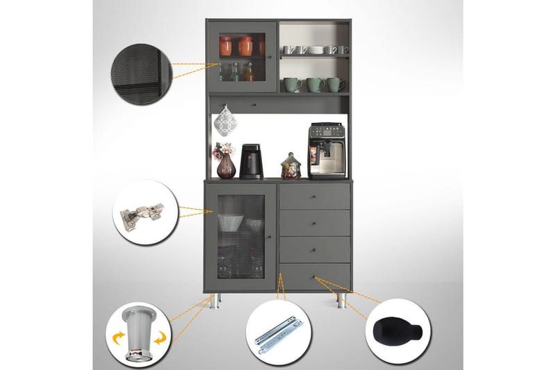 Monikäyttöinen kaappi Periorport Antrasiitti - Antrasiitti - Talo & remontointi - Keittiö & kylpyhuone - Keittiö & kodinhoitohuone - Keittiön sisustus - Keittiökaappi