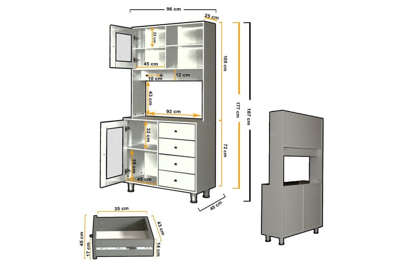 Monikäyttöinen kaappi Periorport Valkoinen - Valkoinen - Talo & remontointi - Keittiö & kylpyhuone - Keittiö & kodinhoitohuone - Keittiön sisustus - Keittiökaappi