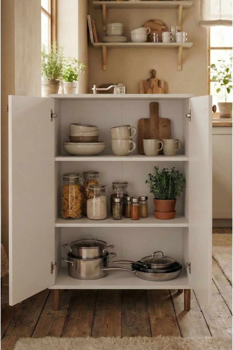Monitoimikaappi Hanah Home Peka Cabinet (60 x 85 x 30 cm) Valkoinen - Valkoinen - Talo & remontointi - Keittiö & kylpyhuone - Keittiö & kodinhoitohuone - Keittiön sisustus - Keittiökaappi