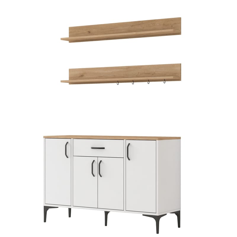 Monitoimikaappi Wallxpert Isla Shelf (120 x 78,6 x 40 cm) valkoinen pähkinä - Valkoinen ja pähkinä - Talo & remontointi - Keittiö & kylpyhuone - Keittiö & kodinhoitohuone - Keittiön sisustus - Keittiökaappi