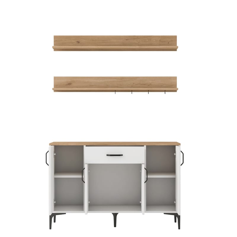 Monitoimikaappi Wallxpert Isla Shelf (120 x 78,6 x 40 cm) valkoinen pähkinä - Valkoinen ja pähkinä - Talo & remontointi - Keittiö & kylpyhuone - Keittiö & kodinhoitohuone - Keittiön sisustus - Keittiökaappi