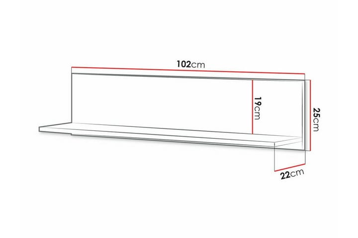 Seinähylly Rathmore 102x22 cm - Valkoinen - Seinähylly - Keittiöhylly - Hylly