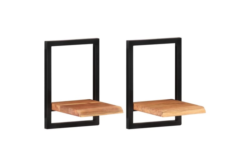 Seinähyllyt 2 kpl 25x25x35 cm täysi akasiapuu ja teräs - Ruskea - Talo & remontointi - Keittiö & kylpyhuone - Keittiö & kodinhoitohuone - Keittiön sisustus - Keittiöhylly