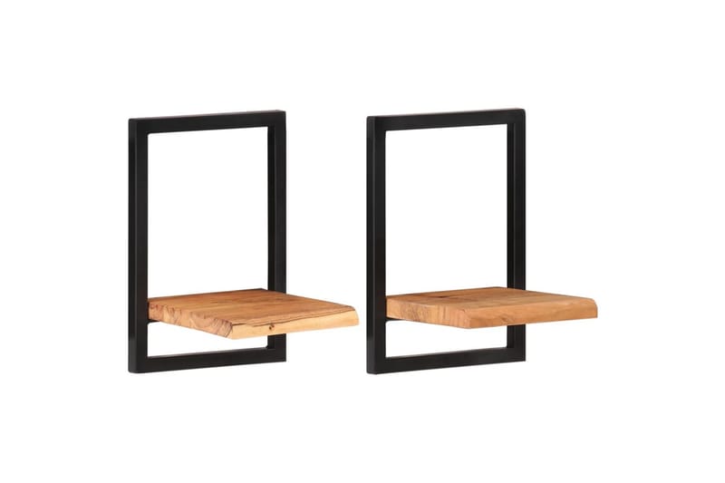 Seinähyllyt 2 kpl 25x25x35 cm täysi akasiapuu ja teräs - Ruskea - Talo & remontointi - Keittiö & kylpyhuone - Keittiö & kodinhoitohuone - Keittiön sisustus - Keittiöhylly
