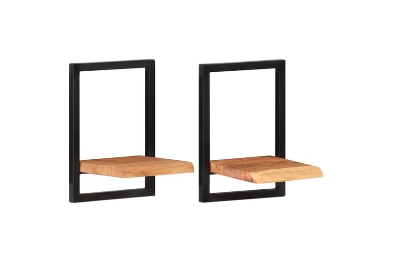 Seinähyllyt 2 kpl 25x25x35 cm täysi akasiapuu ja teräs - Ruskea - Talo & remontointi - Keittiö & kylpyhuone - Keittiö & kodinhoitohuone - Keittiön sisustus - Keittiöhylly