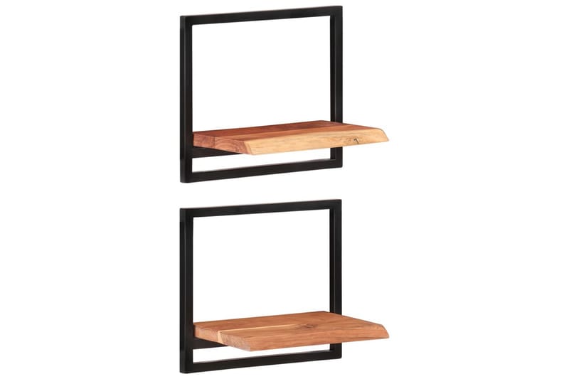 Seinähyllyt 2 kpl 40x24x35 cm täysi akasiapuu ja teräs - Ruskea - Talo & remontointi - Keittiö & kylpyhuone - Keittiö & kodinhoitohuone - Keittiön sisustus - Keittiöhylly