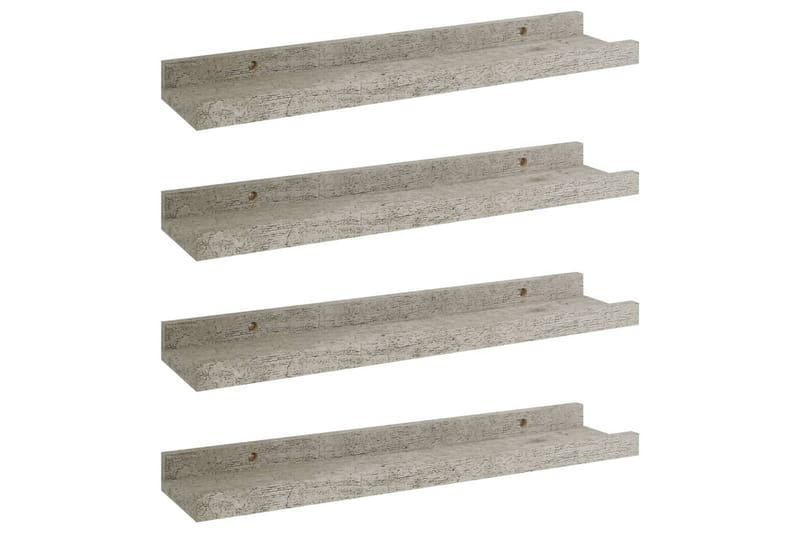 Seinähyllyt 4 kpl betoninharmaa 40x9x3 cm - Harmaa - Seinähylly - Keittiöhylly - Hylly