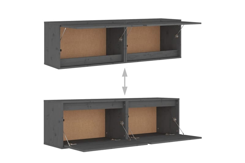 Seinäkaapit 2 kpl harmaa 60x30x35 cm täysi mänty - Harmaa - Talo & remontointi - Keittiö & kylpyhuone - Keittiö & kodinhoitohuone - Keittiön sisustus - Keittiöhylly