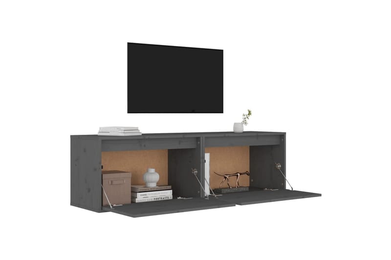 Seinäkaapit 2 kpl harmaa 60x30x35 cm täysi mänty - Harmaa - Talo & remontointi - Keittiö & kylpyhuone - Keittiö & kodinhoitohuone - Keittiön sisustus - Keittiöhylly