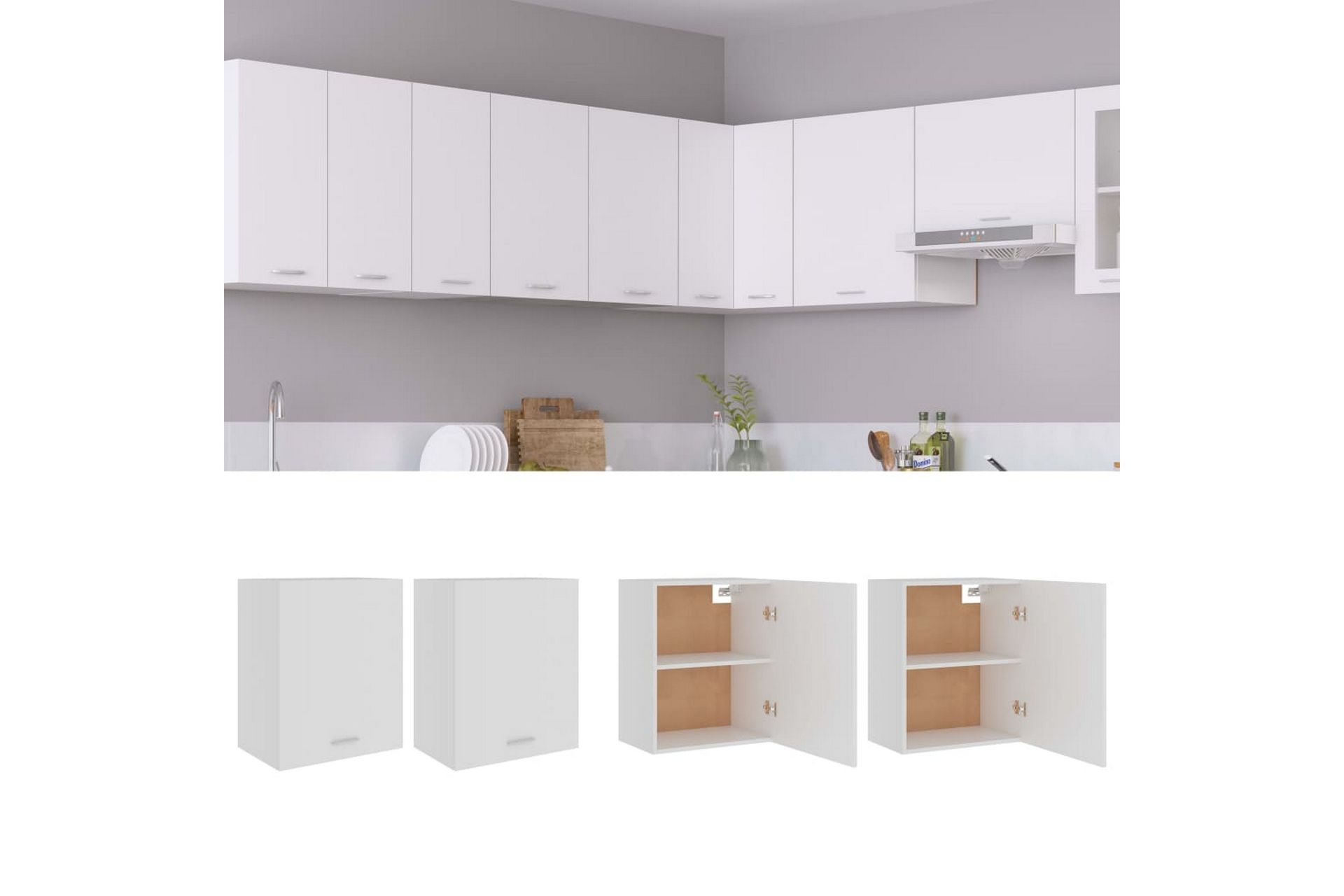 Seinäkaapit 2 kpl valkoinen 50x31x60 cm lastulevy - Valkoinen - Talo & remontointi - Keittiö & kylpyhuone - Keittiö & kodinhoitohuone - Keittiön sisustus - Keittiökaappi