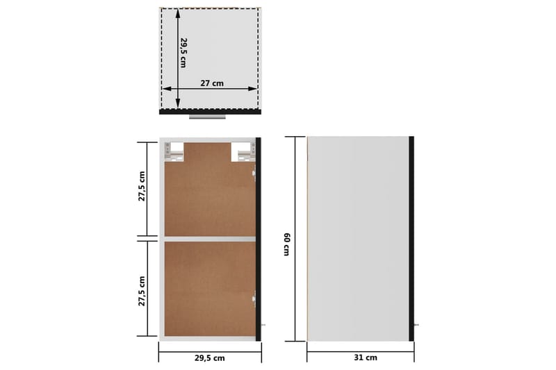 Seinäkaappi musta 29,5x31x60 cm lastulevy - Musta - Keittiökaappi - Säilytyskaappi