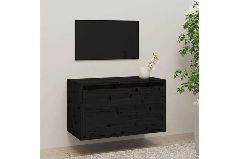 Seinäkaappi musta 60x30x35 cm täysi mänty - Musta - Talo & remontointi - Keittiö & kylpyhuone - Keittiö & kodinhoitohuone - Keittiön sisustus - Keittiöhylly