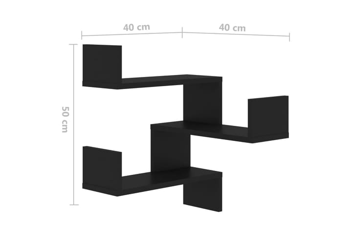 Seinäkulmahylly musta 40x40x50 cm lastulevy - Musta - Seinähylly - Keittiöhylly - Hylly