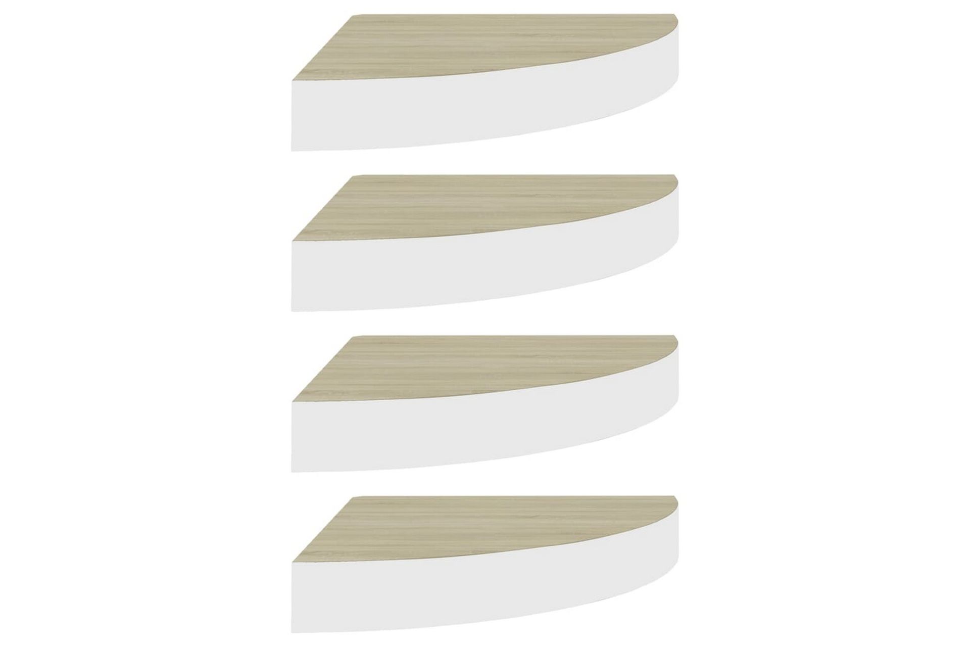 Seinäkulmahyllyt 4 kpl tammi ja valkoinen 35x35x3,8 cm MDF - Valkoinen - Talo & remontointi - Keittiö & kylpyhuone - Keittiö & kodinhoitohuone - Keittiön sisustus - Keittiöhylly