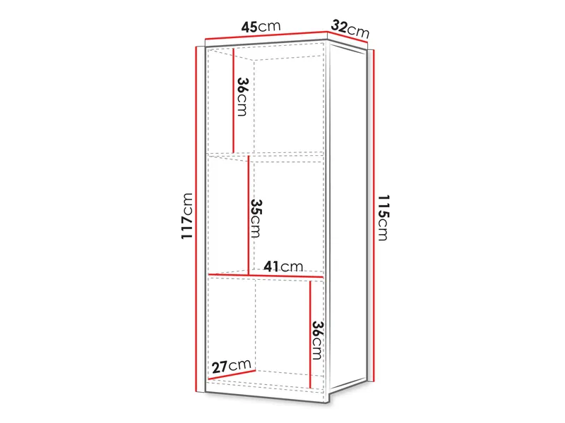 Tessan-seinäkaappi 45 cm - ruskea - Talo & remontointi - Keittiö & kylpyhuone - Kylpyhuone - Kylpyhuonekalusteet - Kylpyhuonekaapit