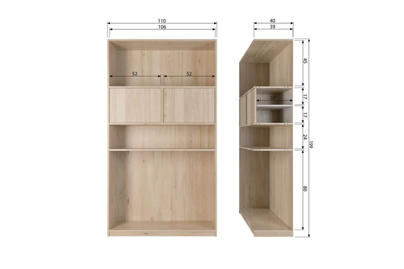Yläkaappi Modulaarinen - 199x110x40 cm - Säilytys - Kaappi - Säilytyskaappi