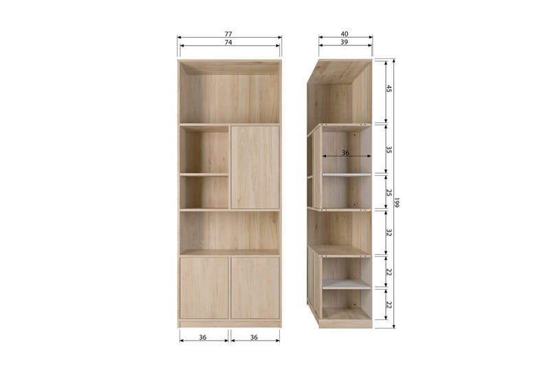 Yläkaappi Modulaarinen - 199x77x40 cm - Säilytys - Kaappi - Säilytyskaappi