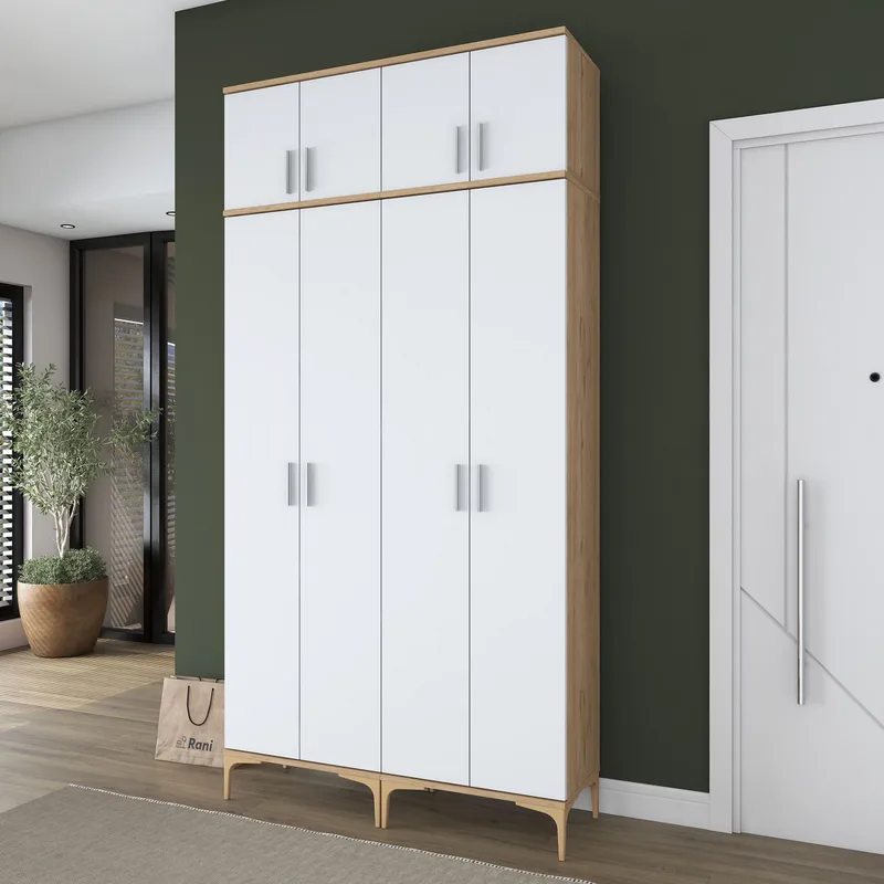 Eteiskaluste Wallxpert Fenn EA161 (120 x 240 x 37,5 cm) pähkinä/valkoinen - Pähkinä ja valkoinen - Talo & remontointi - Keittiö & kylpyhuone - Keittiö & kodinhoitohuone - Kodinhoitohuoneen sisustus - Pyykkikaappi