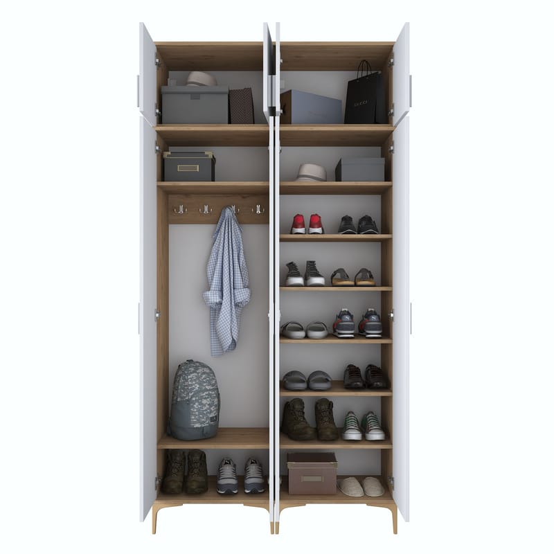 Eteiskaluste Wallxpert Fenn EA161 (120 x 240 x 37,5 cm) pähkinä/valkoinen - Pähkinä ja valkoinen - Talo & remontointi - Keittiö & kylpyhuone - Keittiö & kodinhoitohuone - Kodinhoitohuoneen sisustus - Pyykkikaappi