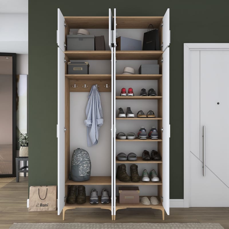 Eteiskaluste Wallxpert Fenn EA161 (120 x 240 x 37,5 cm) pähkinä/valkoinen - Pähkinä ja valkoinen - Talo & remontointi - Keittiö & kylpyhuone - Keittiö & kodinhoitohuone - Kodinhoitohuoneen sisustus - Pyykkikaappi